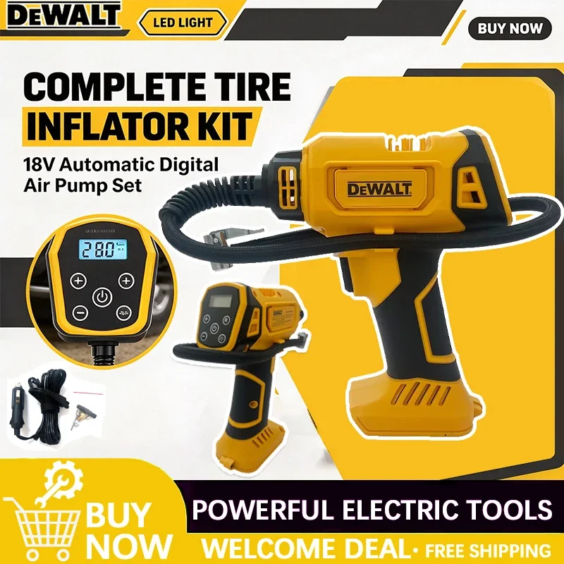 Dewalt CQB02 Electric Air Pump Compressor Automatic with Digital Pressure Gauge for Car Tire Inflator Cordless Handheld