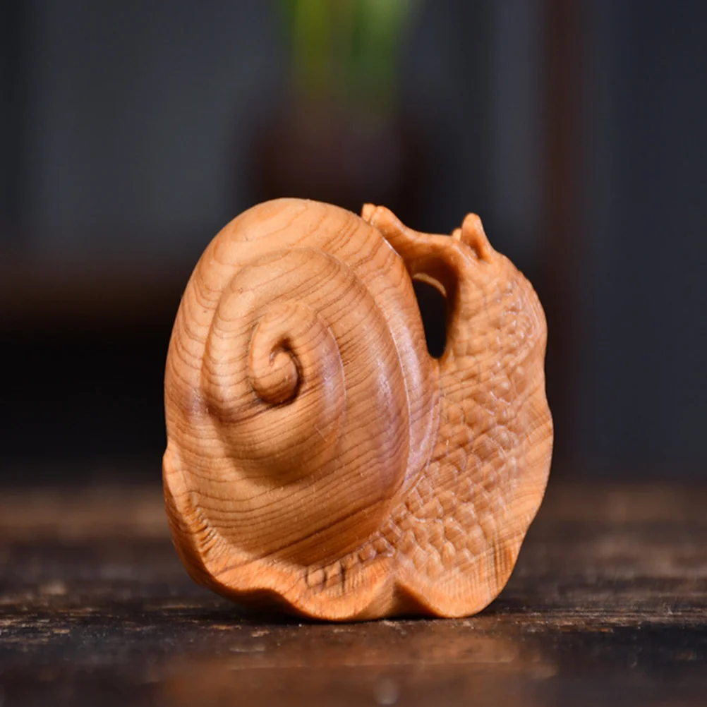

Wooden Snail Decor Hand Carved Rustic Ornament for Office Desk Shelf Living Room Home Decoration