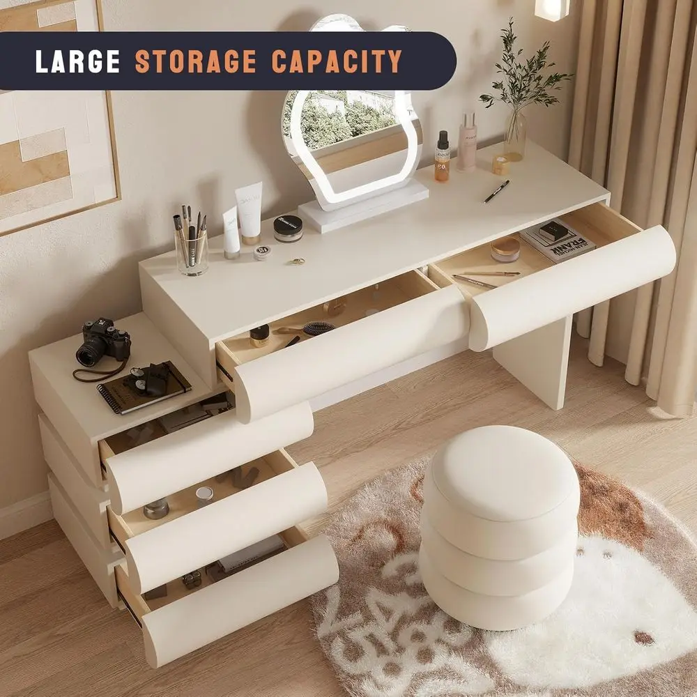 White Leather Vanity Set 4