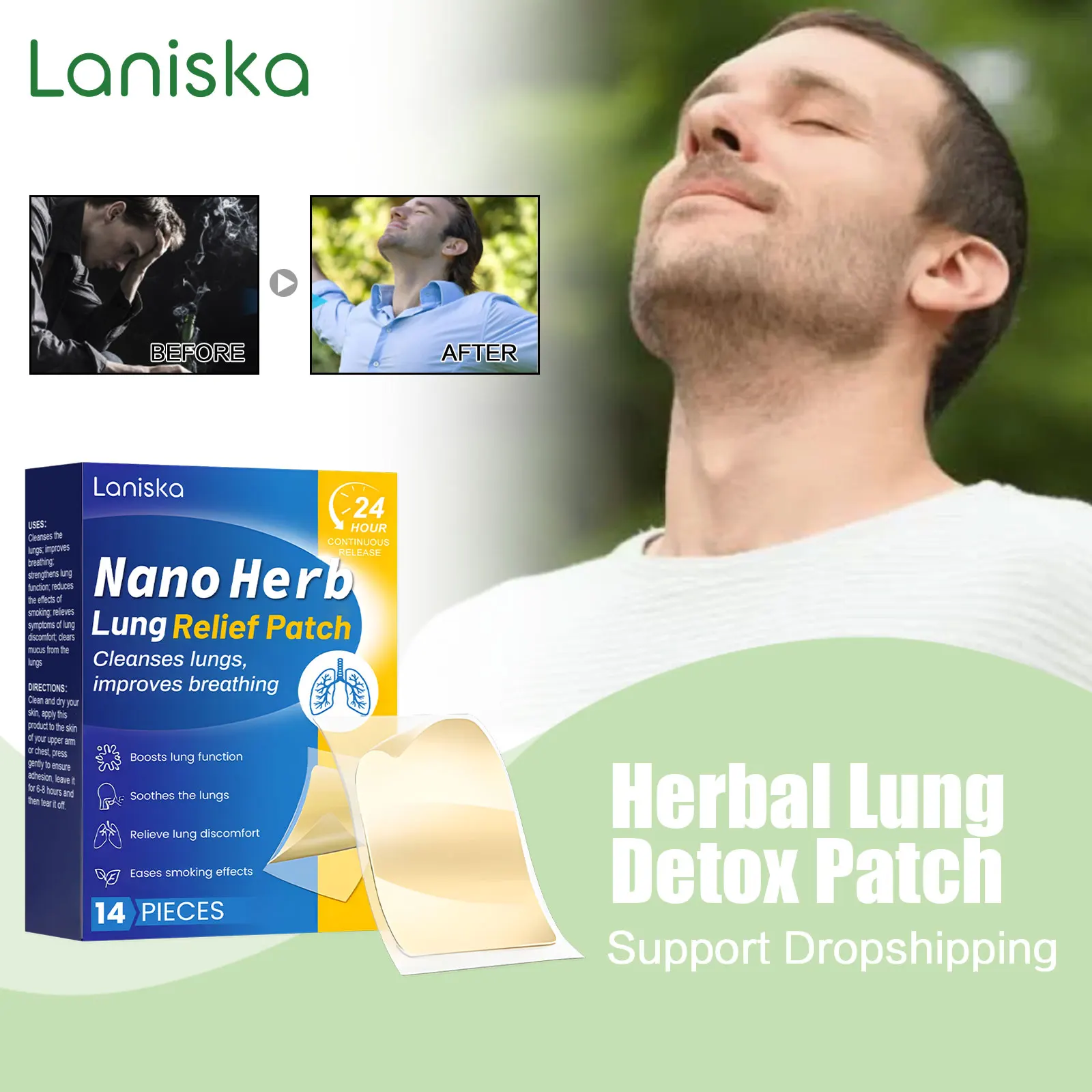 

Herb Lung Cleansing Patch Remove Lungs Mucus Enhance Breathing Easier Stop Coughing Improve Smokers' Lung Health Care Stickers