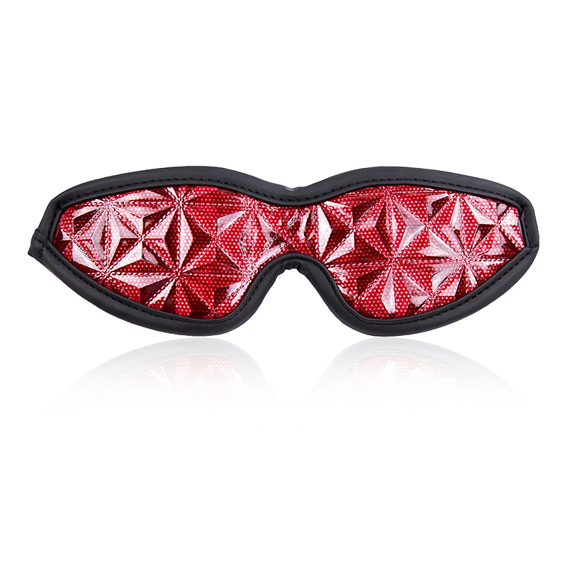 Women's Sexy Diamond Pattern PU Leather Eye Mask with Choker Necklace Set for Couples Flirt Intimacy And Fetish Costumes Accesso