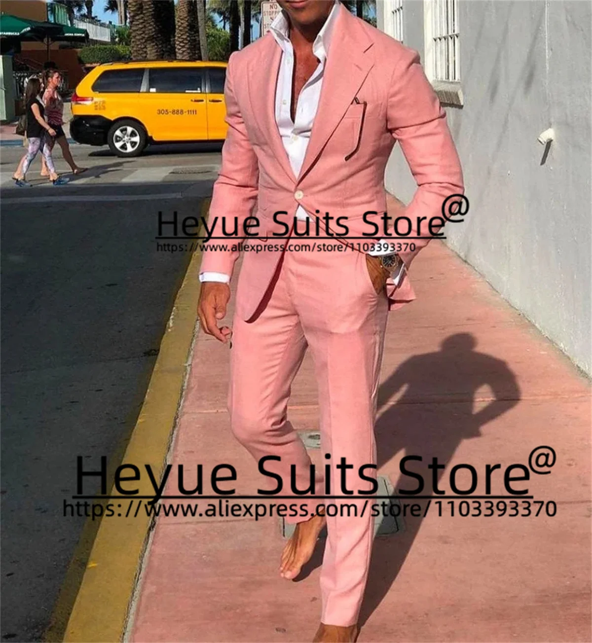 Fashion Pink Notched Lapel Men Suits Tailor Made Slim Italian Style Groom Tuxedos 2 Pcs (Jacket+Pants)costume homme pour mariage