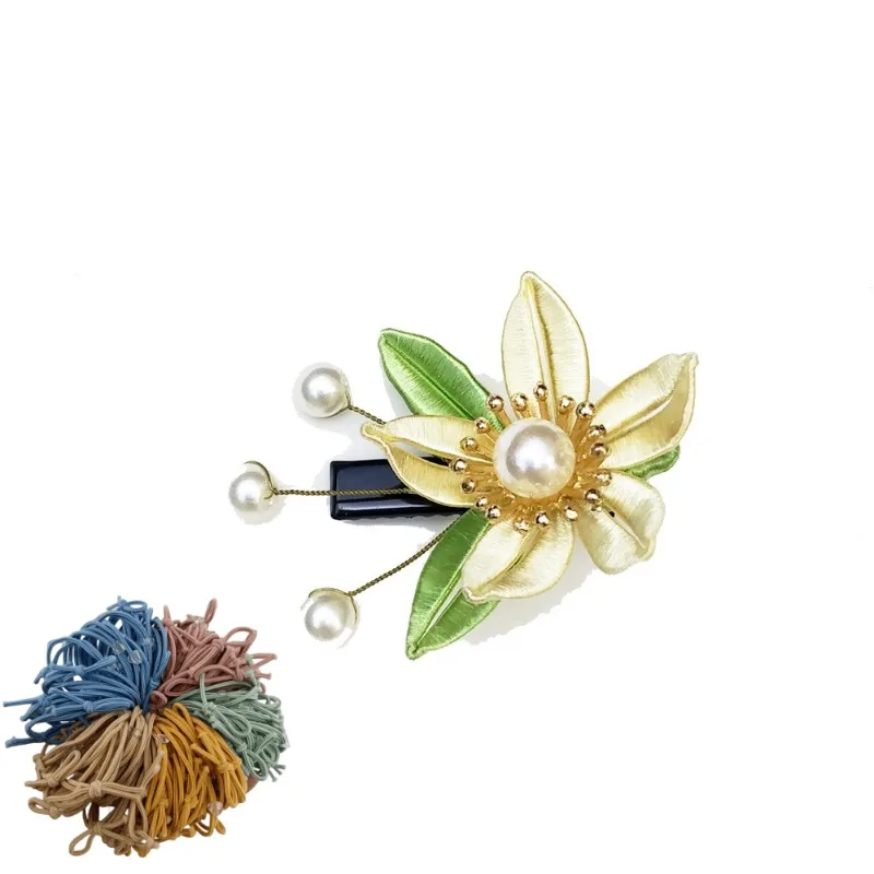 

Vintage Peach shaped Hair Clip - Handmade Silk Flower Hair Clip, Suitable for Daily Wear