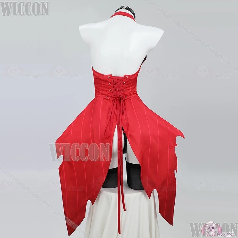 Alastor Vrouwelijke Hasbin Anime Cosplay Radio Demon Kostuum Hotel Sexy Jumpsuit Rood Uniform Vrouwen Meisje Halloween Outfit Aangepast