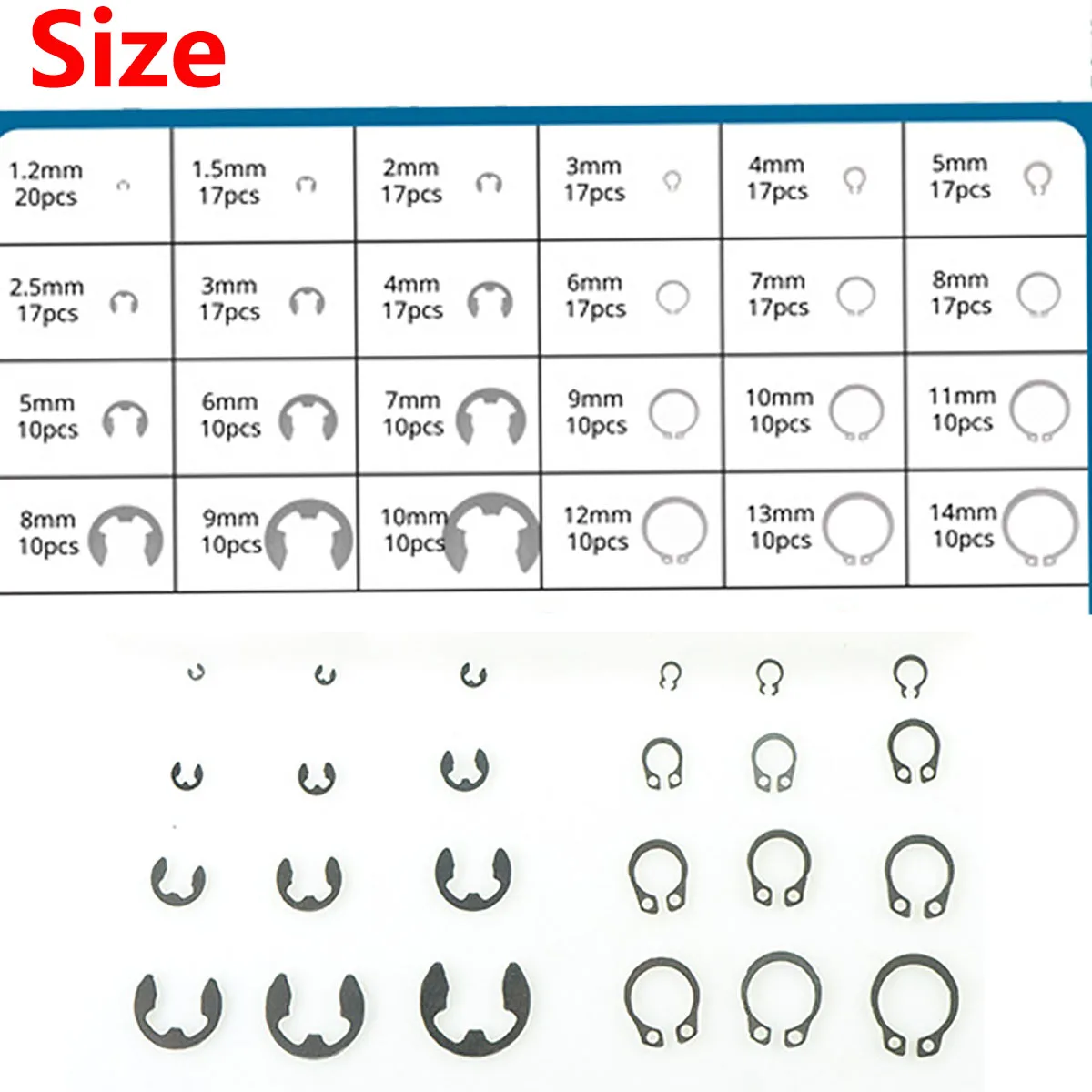 327/654Pcs Stainless Steel Snap Ring Retaining C-clips Sealing Gasket Fasteners Kit E-type/C-type Clips Washer Set Car Accessory