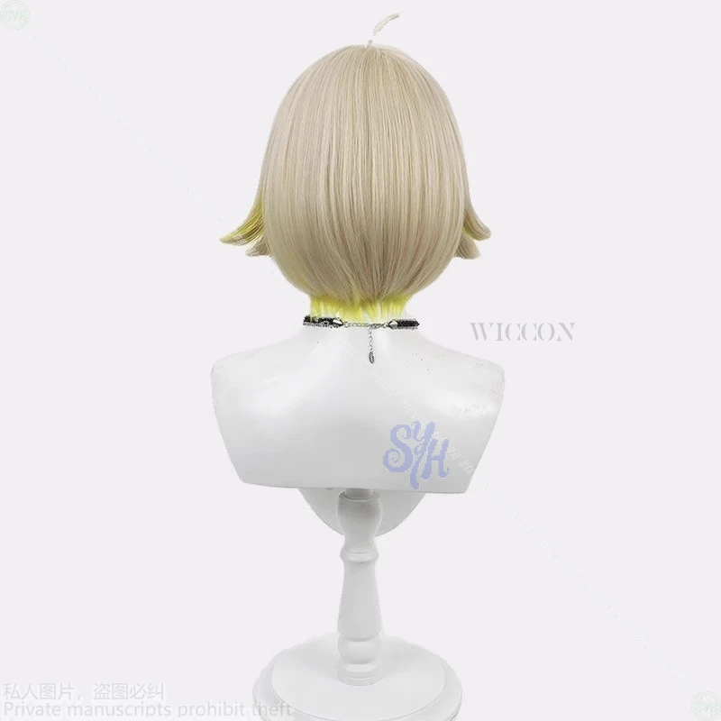 أنيمي لعبة NIKKE آلهة النصر تأثيري Elegg قصيرة الشعر الاصطناعية مقاومة للحرارة الأصفر أبرز الباروكات هالوين كوس