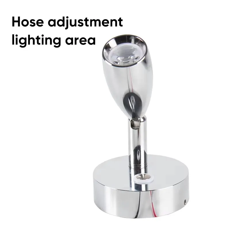 RV Reading Lamp LED Stainless Steel 12V 24V On-Board Nightstand Table Lamp Touch Switch USB Interface Wall Lamp