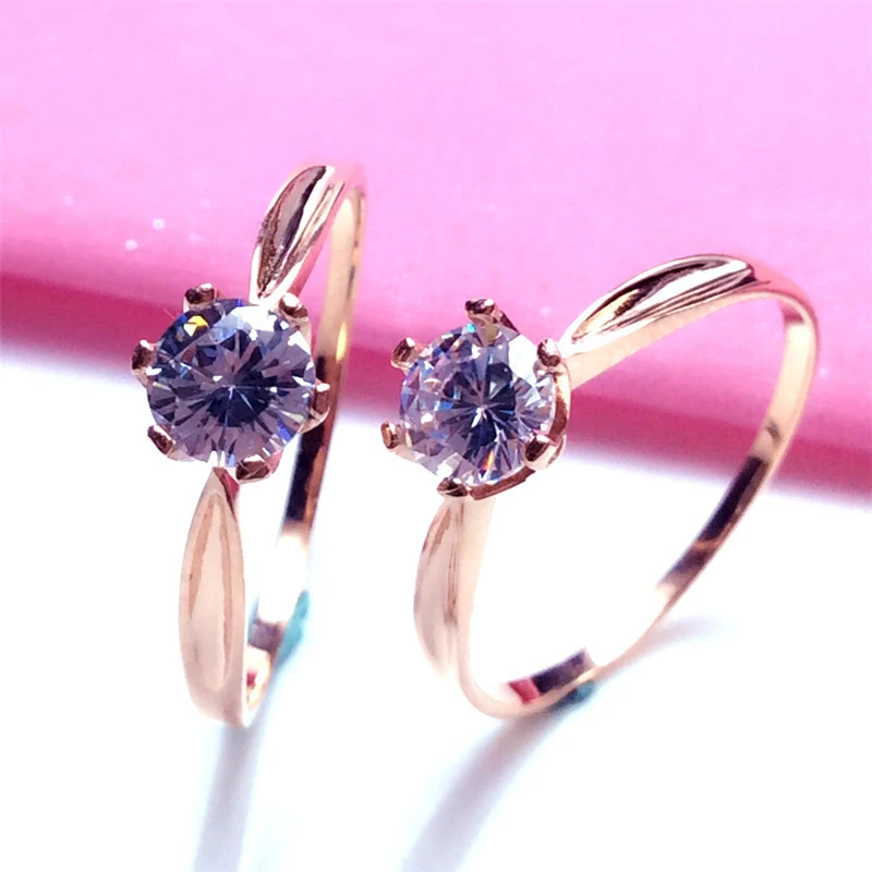 585 Purple Gold 14K Rose Gold Diamond Rings For Women Opening Adjustable Classic Craft Simple Luxury Jewelry Party Gift