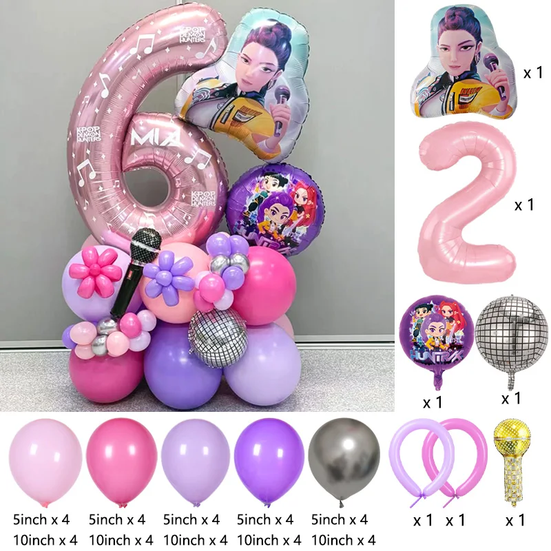 K-Pop Disco-Musik Ballonbogen-Set Rosa Lila Silber Ballons für Disco-Musik Fan-Treffen Geburtstagsfeier Dekoration