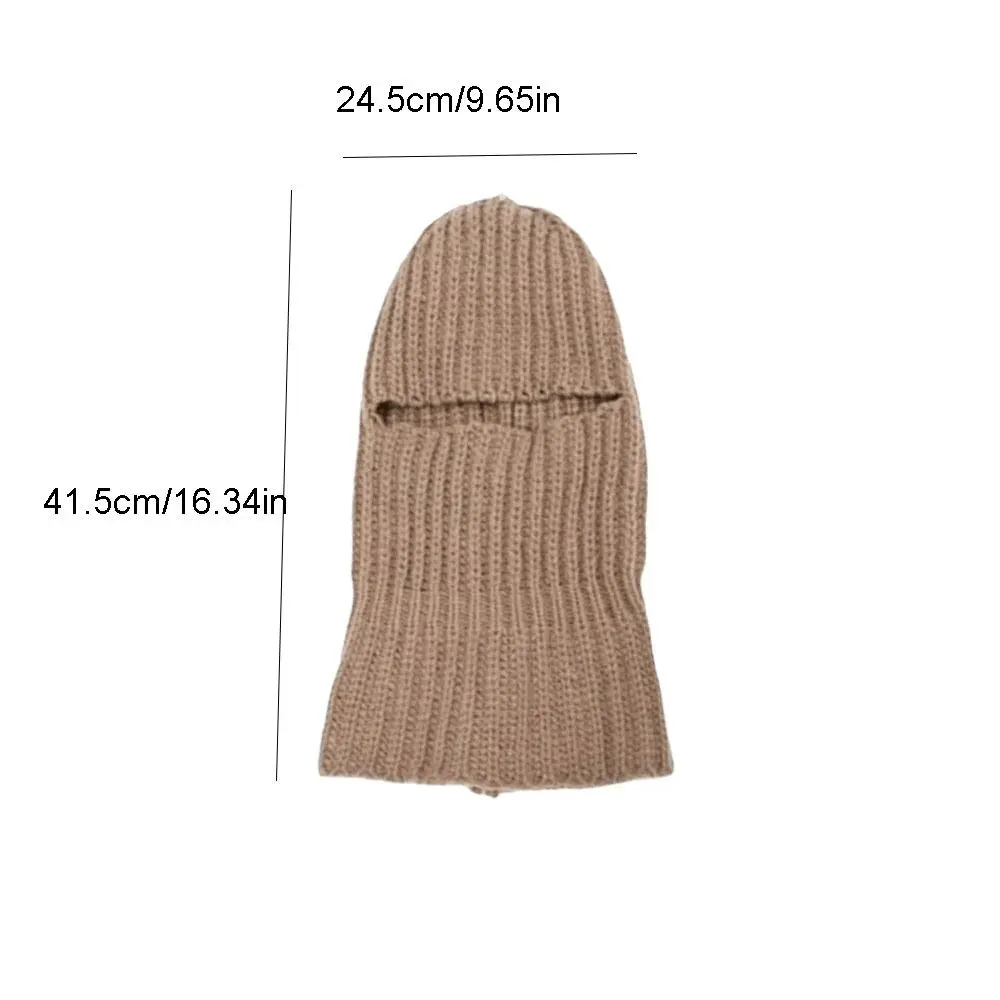Einfarbige Winter-Sturmhaube Winddichter Nackenwärmer Vollgesichts-Pullover-Mütze Ohrenschutz-Mütze Ohrenklappen-Ski-Strickmaske – Detail 1