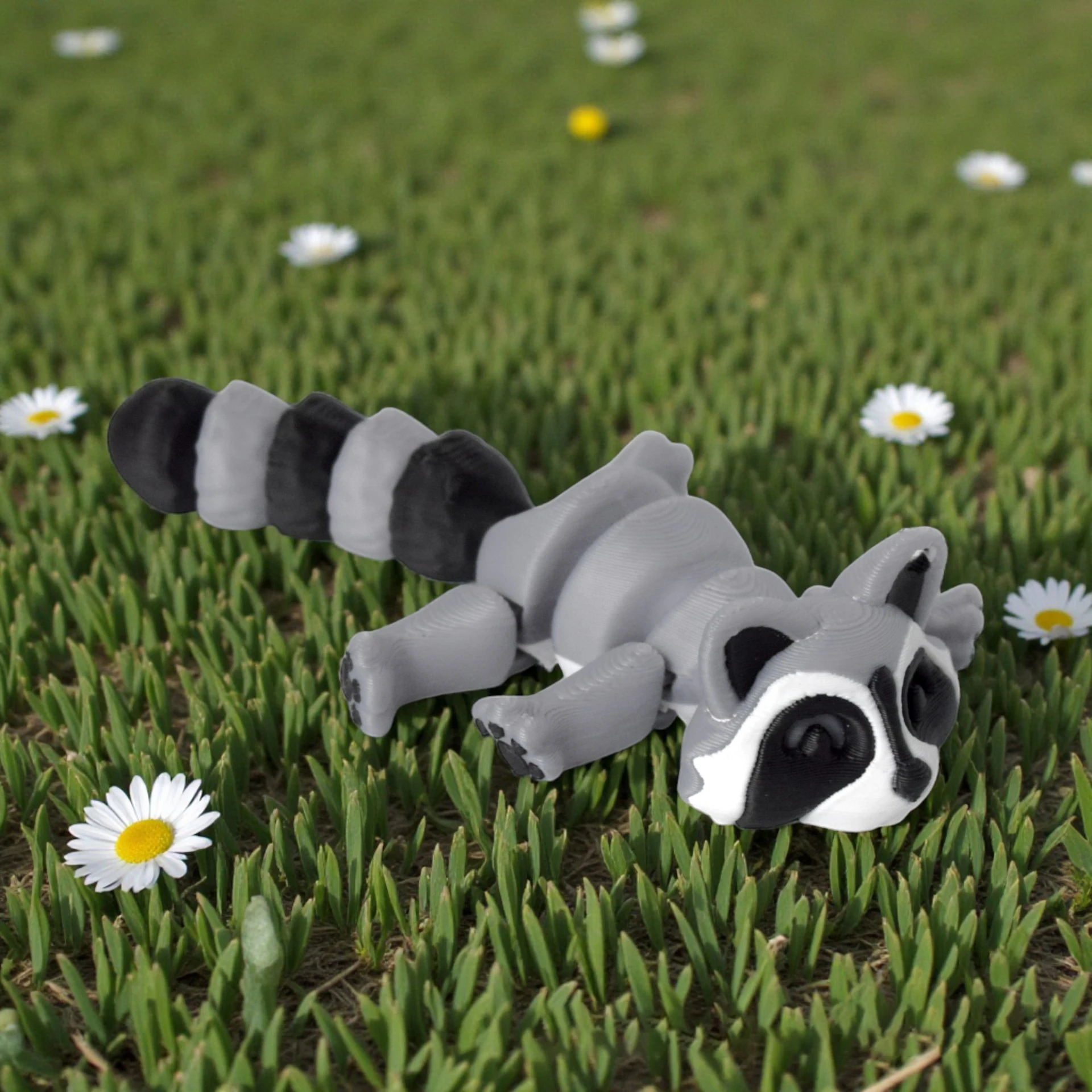 Cute Grey Raccoon 3D Printed Toys Simulation Animal Raccoon Toy Model Joints Movable Home Office Decoration Holiday Gift
