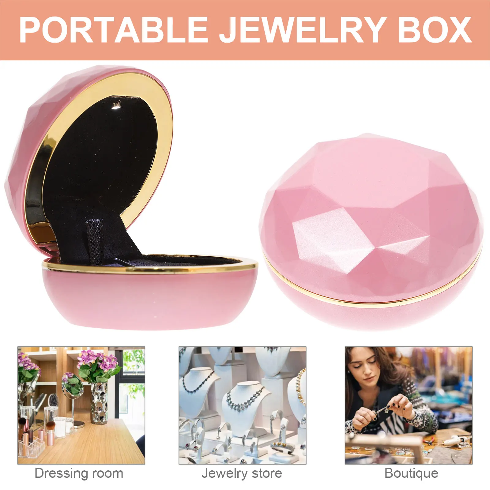 

Led Lighted Necklace Box Elegant Jewelry Storage Case Romantic Gift For Wedding Anniversary Valentine'S Day Present