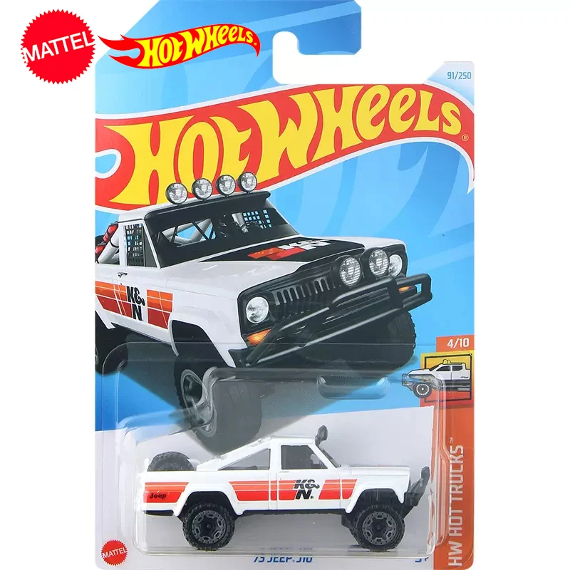 24K Original Hot Wheels Car 73 Jeep J10 Toys for Boys Scale 1/64 Diecast Vehicle Alloy Model Hot Trucks Collection regalo di compleanno