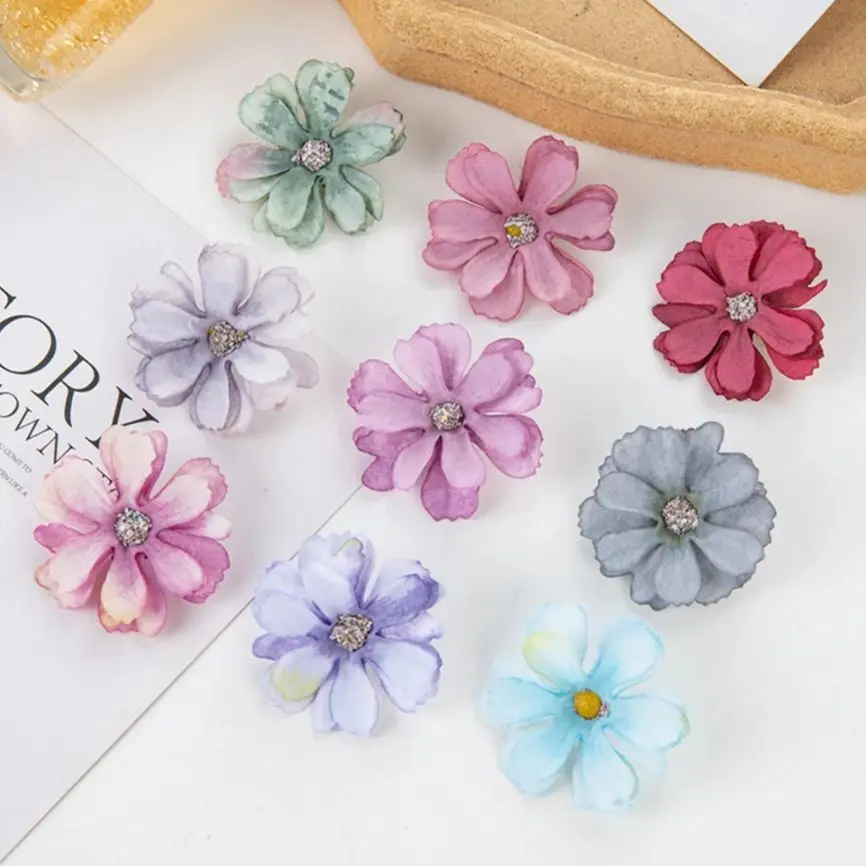 

100Pcs ArtificialFlower Silk Daisy Christmas Festival party Decor Home Outdoor Garden Wedding Diy Gift box Scrapbooking hairpin