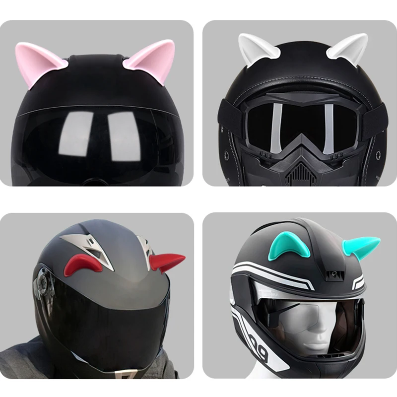 Colorful Motorcycle Helmet Cat Ears Decoration Moto Electric Car Driving Styling Cute Cat Ears Stickers Decor Helmet Accessories