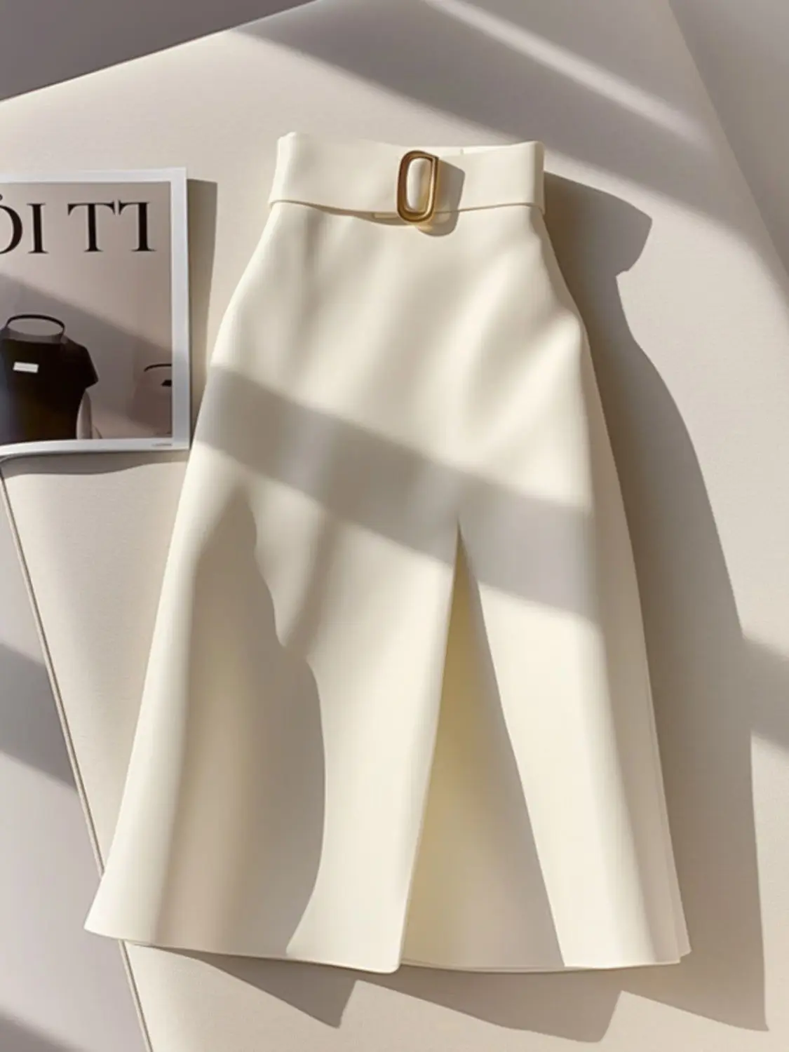 

New Fashion Design Summer Skirt Women High Waist A-line Solid Color Temperament Midi Skirts Office Lady Elegant Jupe Clothing