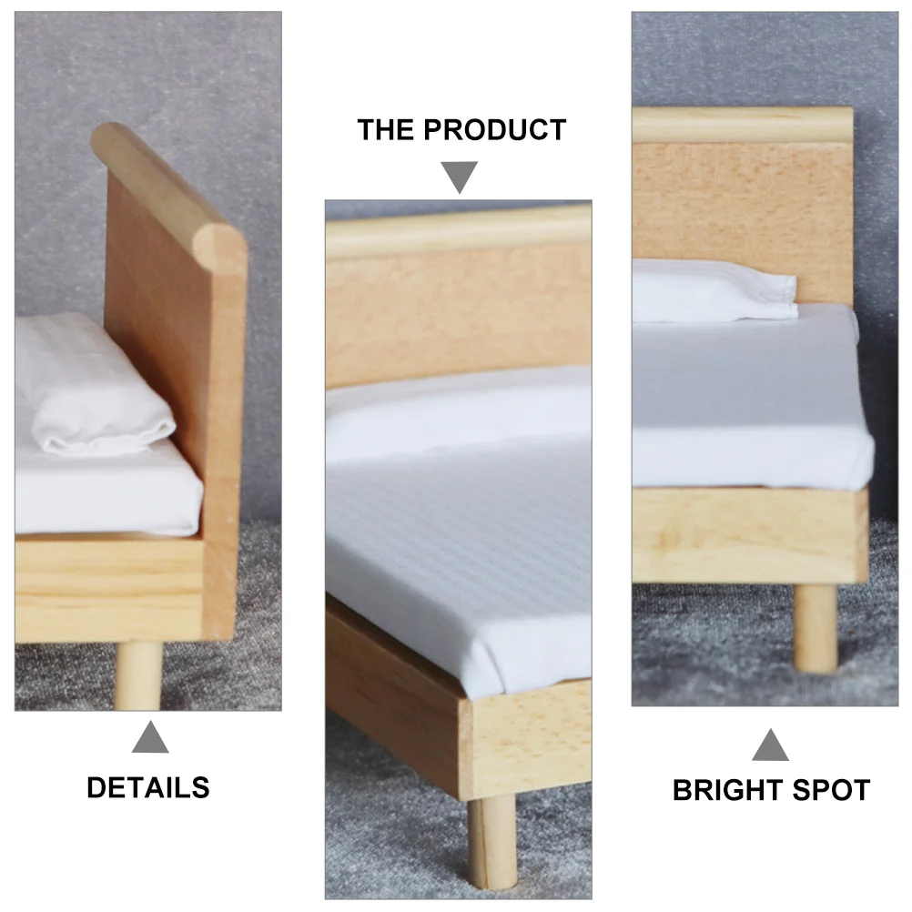 

1 pc Diy Wooden Dollhouse For Kids Simulation Small Bed Simulation Bed Accessory Furniture Playset