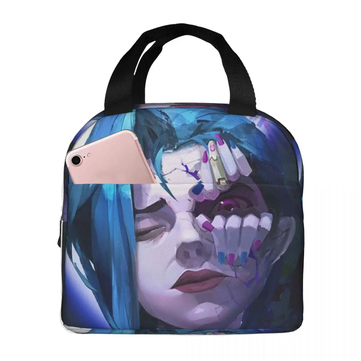 

Jinx Arcane VI Anime Insulated Lunch Bag for Women Office Cooler Thermal Food Box Tote Leakproof Lunch Boxes Container