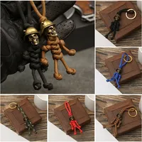 New Skull Skeleton Keyring Funny Scary Novelty Keychain Car Biker Pendant Keychain Braided Rope Paracord Buddy Bag Hanging Toy