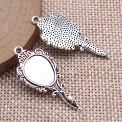 Pendant Mirror Charms Jewelry Materials 16x36mm 10pcs