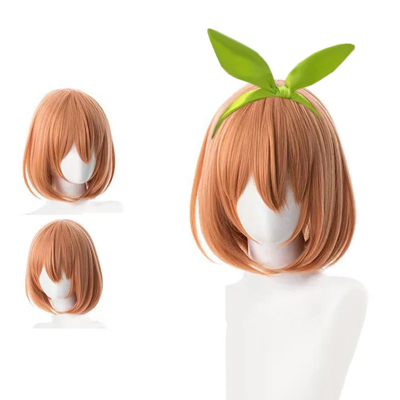 

Накано Нино Косплей Парик Высокое Качество Аниме Оранжевый Термостойкие Синтетические Короткие Парики и Обруч Для Волос