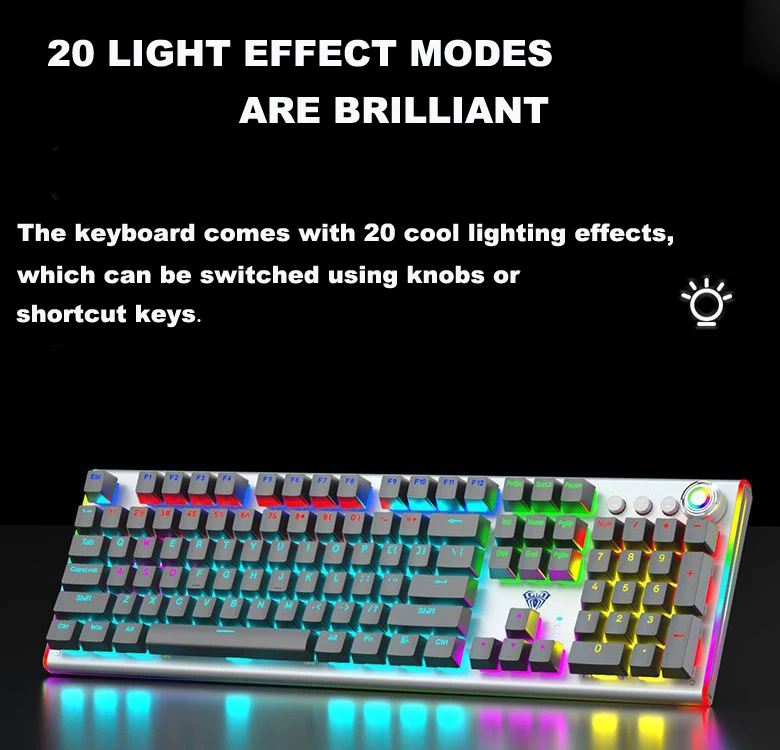 AULA Hot Swap Plug Swappable Custom Macro Programmable Colorful Side Light Mechanical Gaming Full Key Anti-ghosting Keyboard