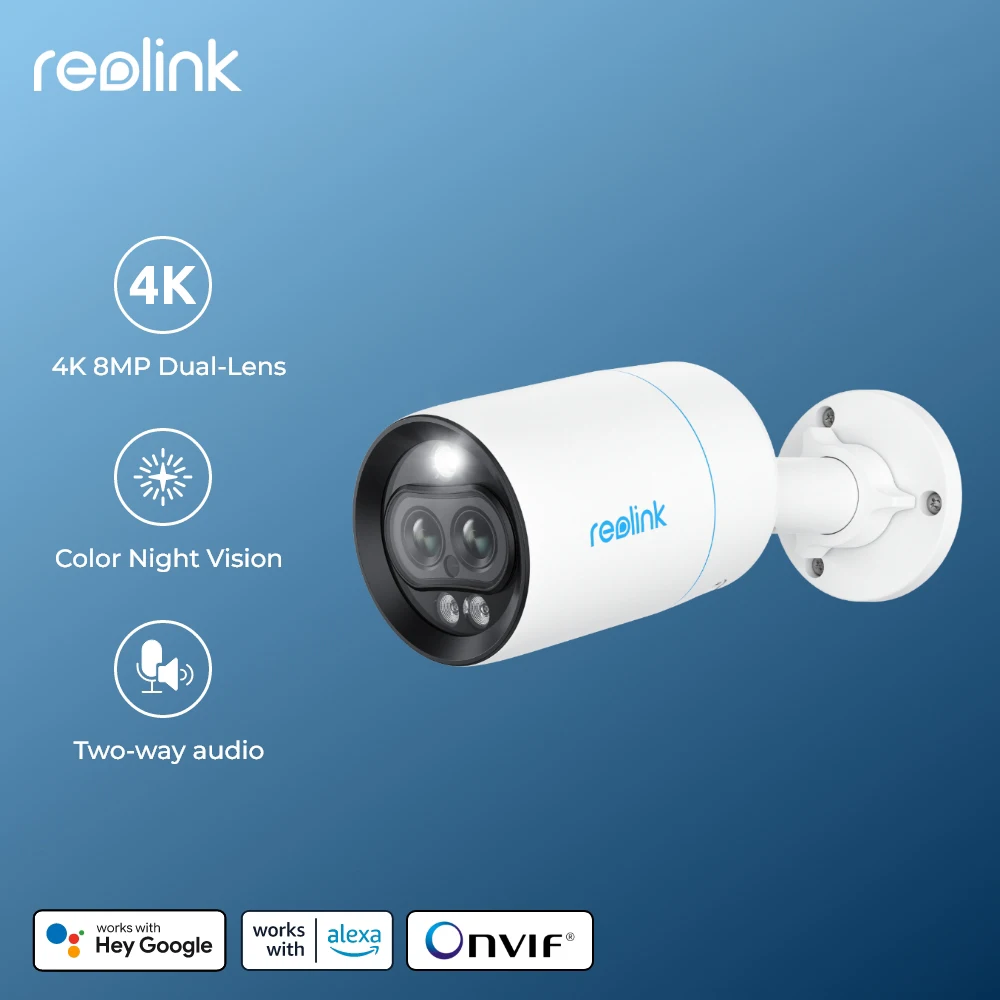 reolink 4K Dual-Lens PoE Camera Smart Dual View AI Detection IP Security Cam System with Spotlight Waterproof Outdoor Cameras