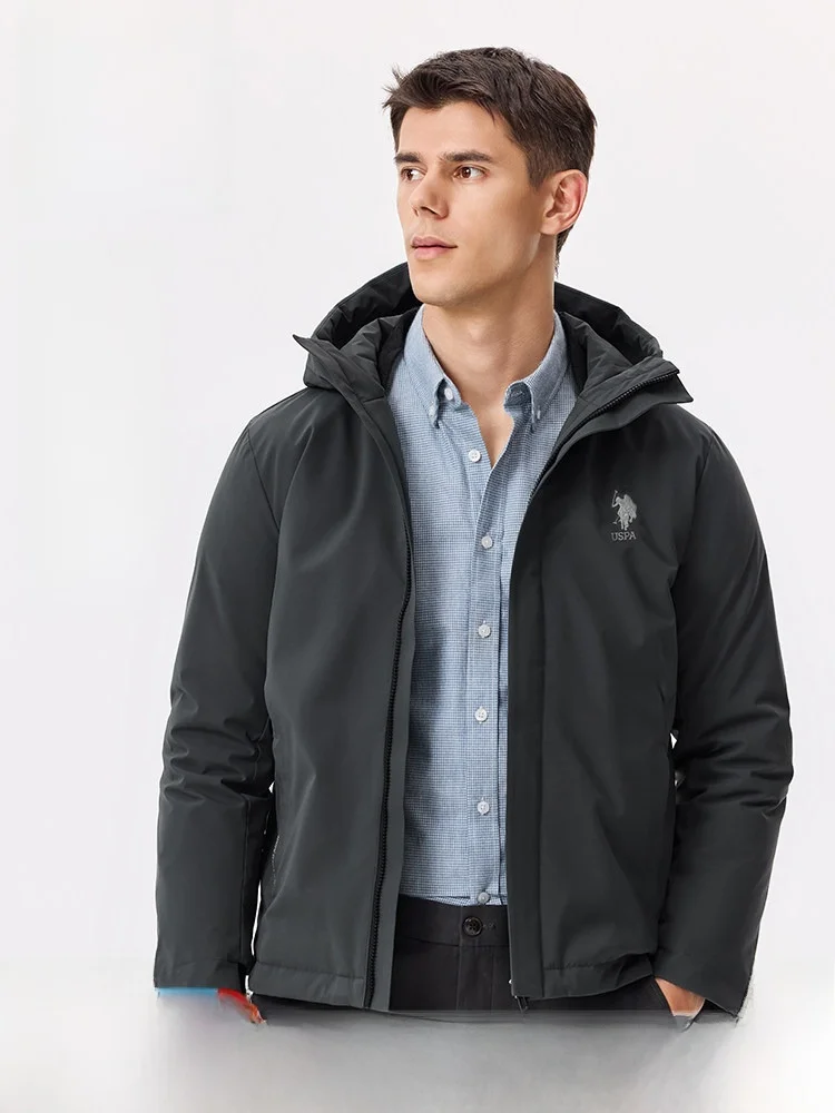 Chaqueta de Plumón para Hombre USPA, con Capucha, Cálida, Estilo Casual de Negocios, Resistente al Frío, Plumón de Pato Ameri...