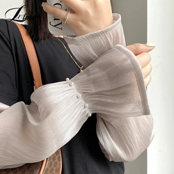 Summer Long Fingerless Gloves Women Sun Protection Sleeves Gloves Thin Mesh Arm Sleeve Sunscreen Cycling Accessories