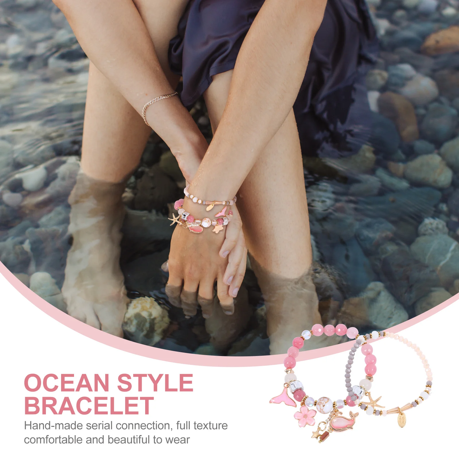 

1Pcs Double Layer Ocean Series Bead Bracelet Stylish Girl Wrist Jewelry Party Shopping Daily Attractive Bead Bracelet