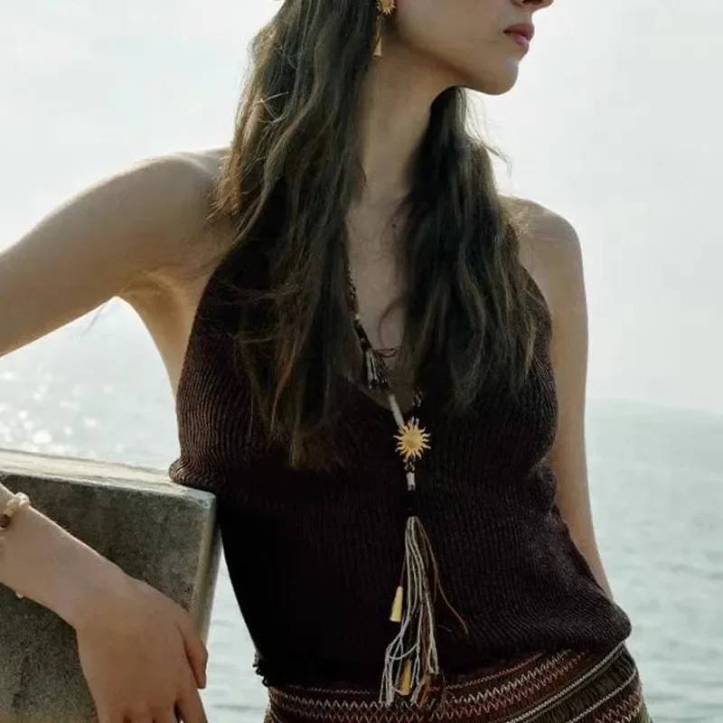 Spring and summer new Rising Sun wandering necklace niche design high-end long pendant leisure vacation wind long necklace
