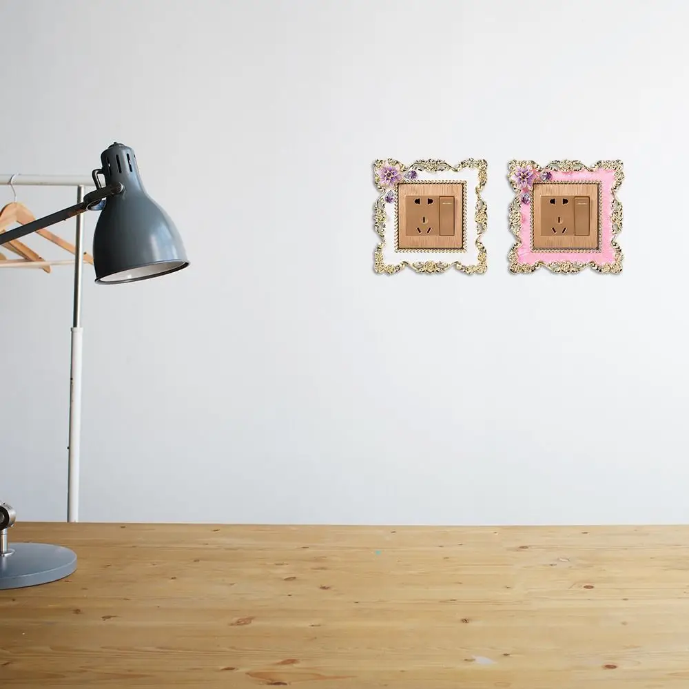 New Hot Sale Plastic Single Light Switch Cover Wall Sticker Socket Surround Frame Living Room Gold Edge Plug Decor Home Decor