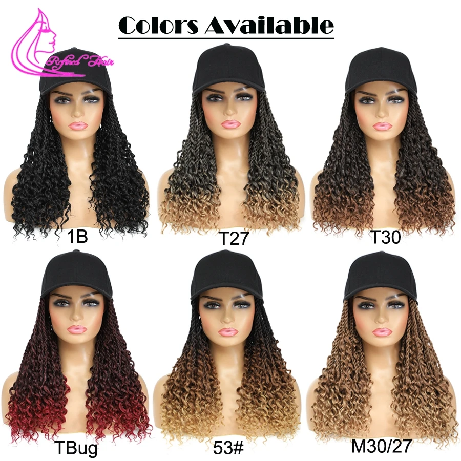 Topi Wig keriting berakhir knalpot senegese Twist kepang dengan Fly Curl dihubungi topi bisbol 14 inci Wig kepang pendek untuk hitam wanita gadis