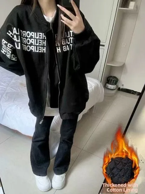 Amerikaanse Retro Letter Print Baseball Jaet Dames Los Casual Verdikt Katoen Lente Herfst Nieuwe Sle Bovenkleding