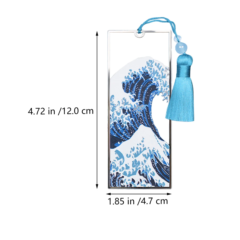 Bookmark Decorative Tassel Sea Wave Pattern Graduation Present Birthday Gift Reading Supplies The