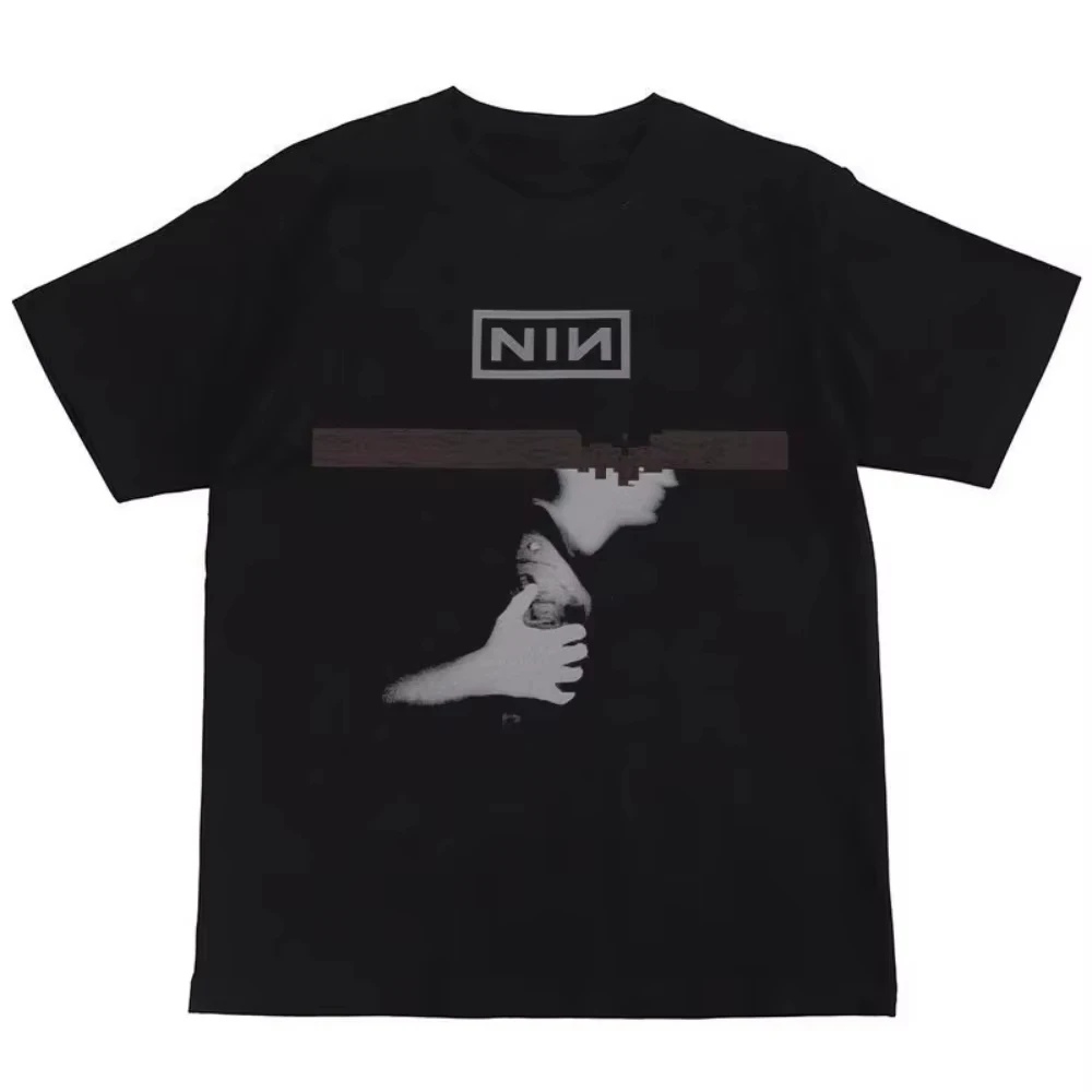 Nine Inch Nails Nine Inch Nails Rock Band Offset Printed American Street Hip-hop Retro Short-sleeved