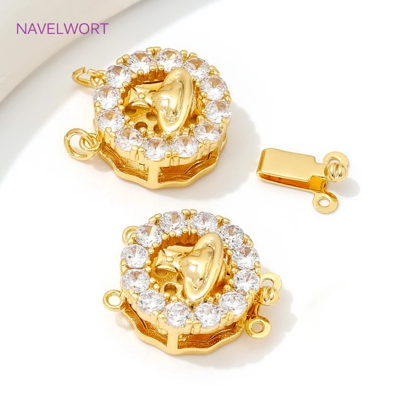 4 Styles Pearl Necklace Clasps 18K Gold Plated with Zircon Box Safety Clasp Connector,Clasps For Jewelry,DIY Jewelry Accessories