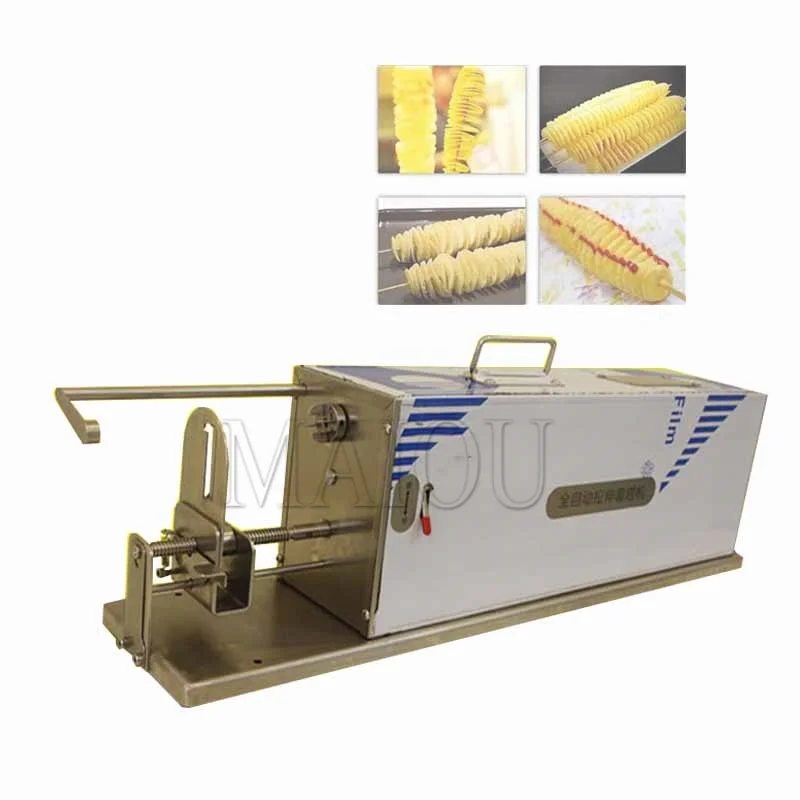 Electric Cyclone Potato Chip Machine Commercial Automatic Whirlwind Potato Tower Machine Stainless Steel Spiral Potato Slicer