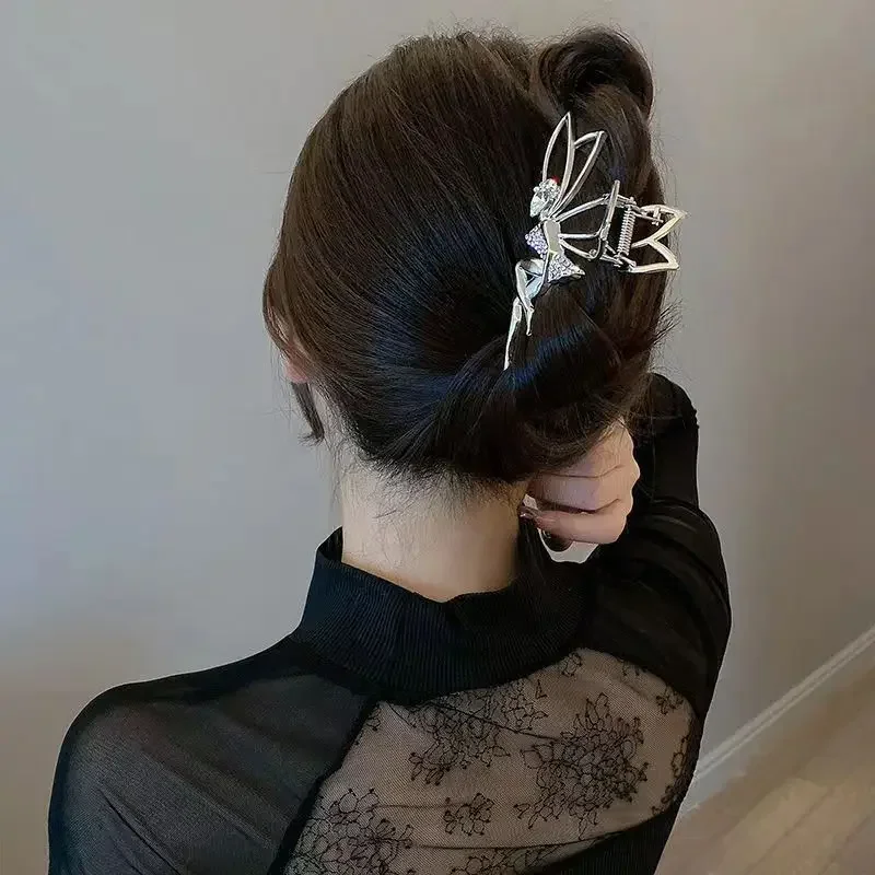 New Stunning Rhinestone Elf Fairy Hair Clip with Imitation Pearls and Rice Ear Look - Perfect for Women Metal Hair Accessory