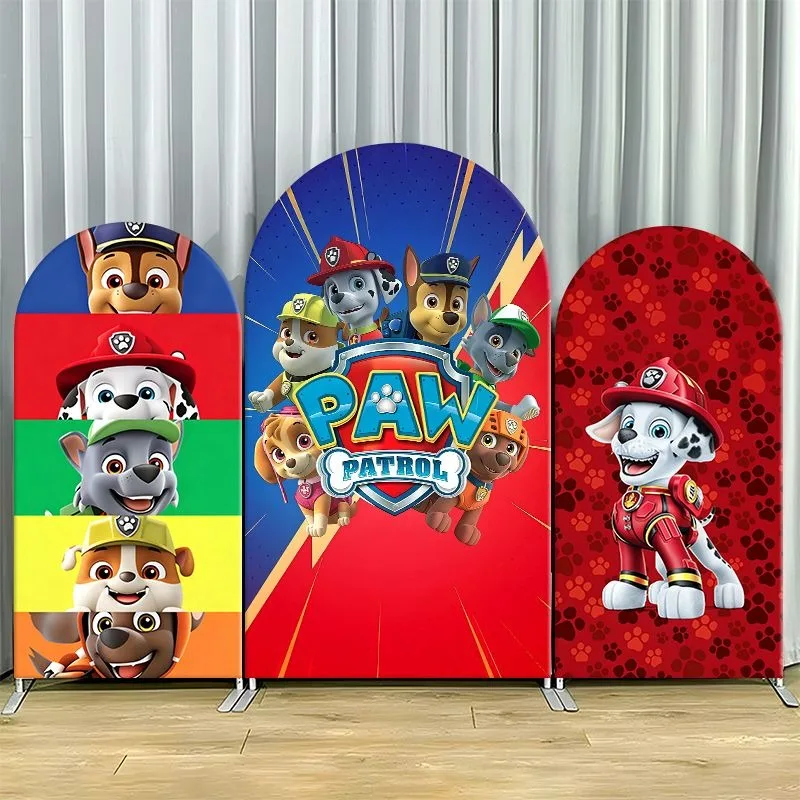 Paw Patrol Arch Backdrop Cover Thick Fabric Custom Party Decoration Bold Color Character Birthday Baby Shower Decor Event Indoor