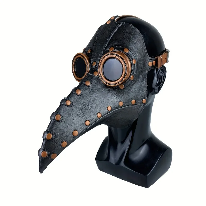 قناع منقار الطيور أصلي طبيب الطاعون Steampunk للهالوين إكسسوار تنكري من اللاتكس الطبيعي أزياء الهالوين للحفلات
