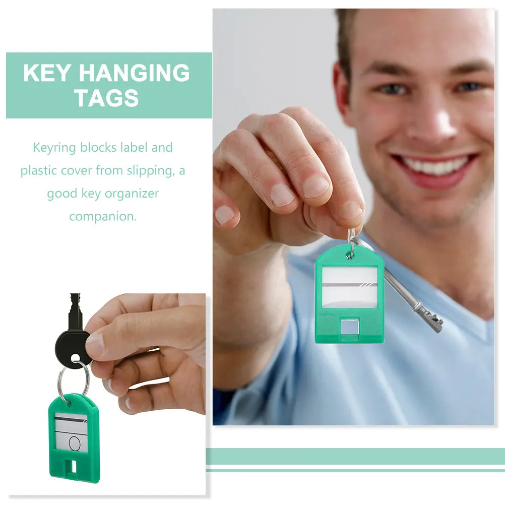35Pcs Key Label Tags Colored Plastic Keychain Labels with Writeable Covers Key Organizers for Luggage Keys USB Flash Drives