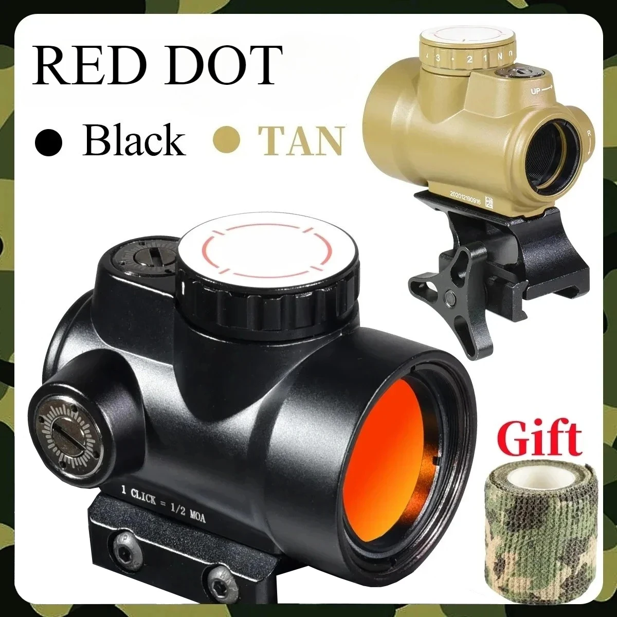 

MR-HD Red Dot Sight 2MOA Holographic Sight 1x25mm Hunting Scope for 20mm Mount Tactical with Height Increasing Base Scope