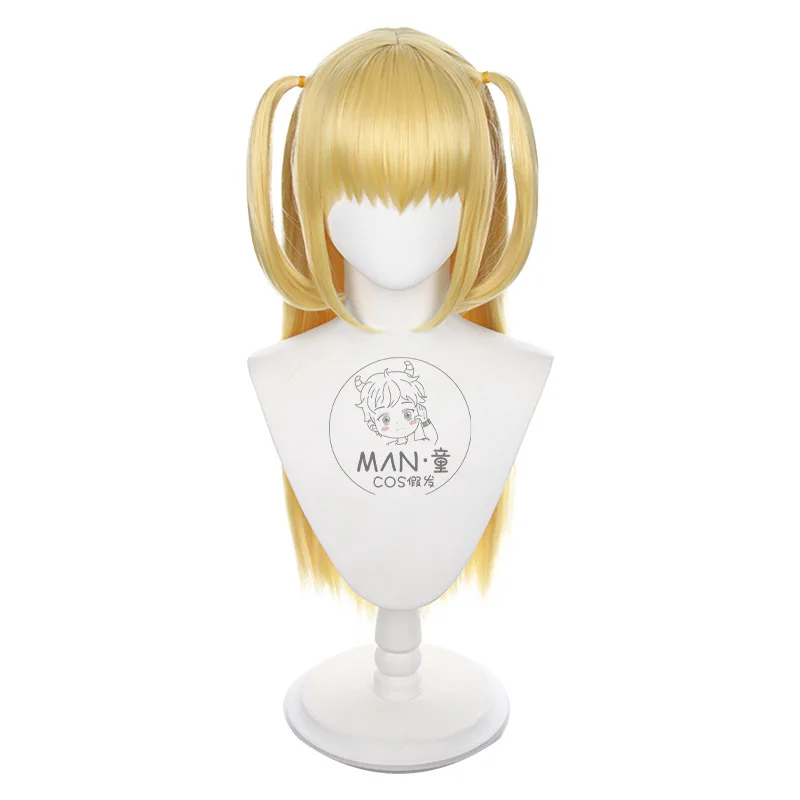 مذكرة الموت ميسا أماني شعر مستعار تأثيري ذهبي طويل مستقيم الشعر ذيول مزدوجة هدية الهالوين #5