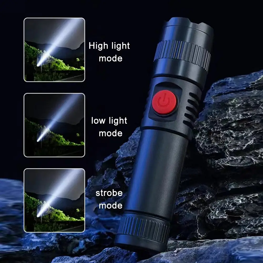 LED Flashlight Long Beam Throw Rechargeable Torch Camping Waterproof High Lumen Powerful Handheld Tactical For Emergency