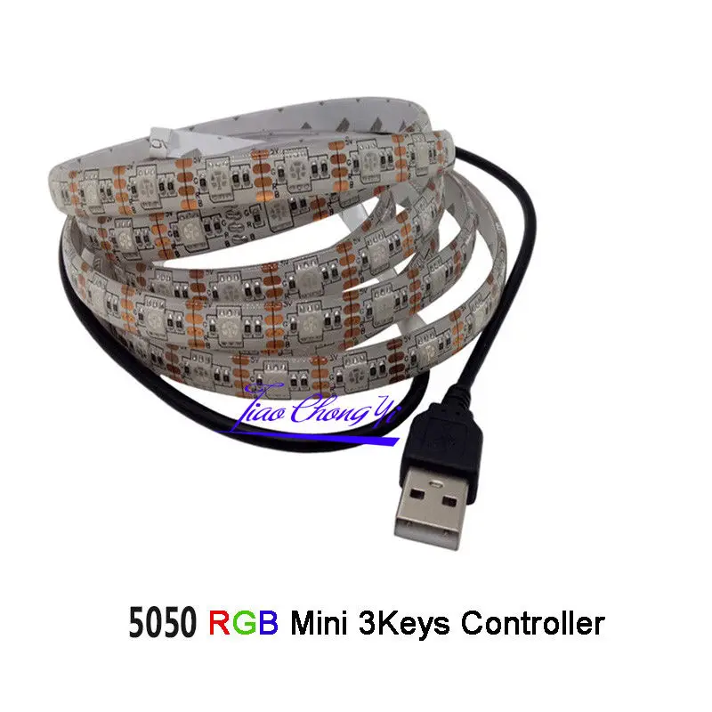 5050 LED Light Strip 2835 SMD RGB Bar TV White Lighting Kit +17Key RGB USB Remote Control DC5V