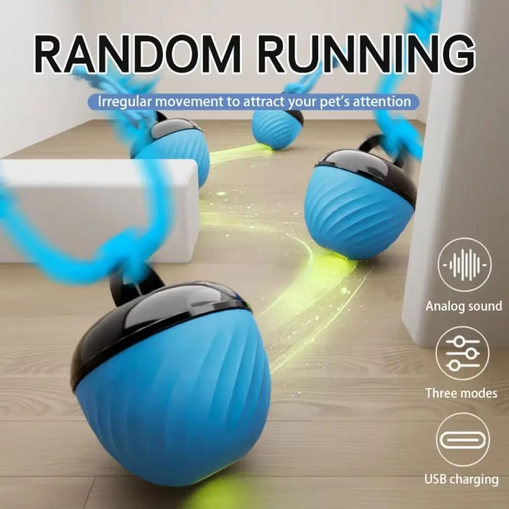 

Creative Intelligent Dog Toy Ball 3 Modes Bite Resistant Automatic Moving Bouncing Ball Automatic Bouncing USB Rechargeable