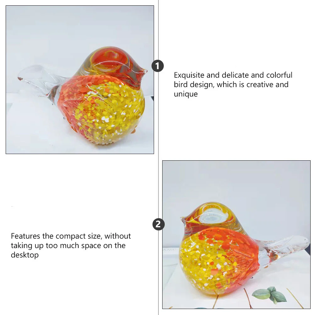 

Glass Bird Statue Festive Decoration Colorful Sculpture Small Table Ornament for Shelf Birds Decorations