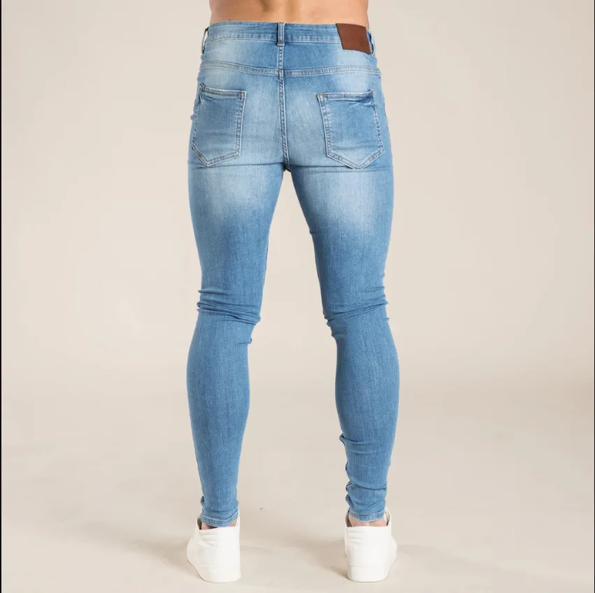 Nueva moda americana, pantalones vaqueros de tubo simples a la moda informales ajustados azules lavados Vintage para hombre, pantalones vaqueros para hombre, ropa de calle
