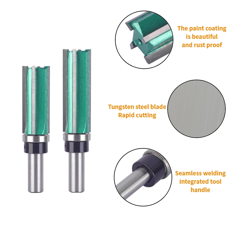 8MM 12MM Shank Four-Carbide Pattern Bit Router Bits Woodworking Milling Cutter for Wood Face Mill Carbide Cutter End Mill